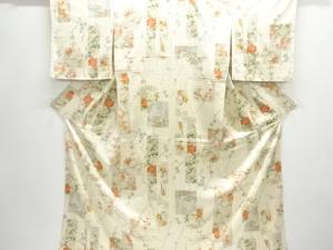 色紙に花鳥模様小紋着物